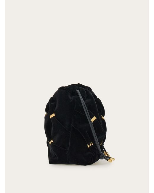 Ferragamo Black Mini Varini Mini Bucket Bag