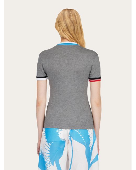 Ferragamo Gray Damen T-Shirt mit zweifarbigen Kanten