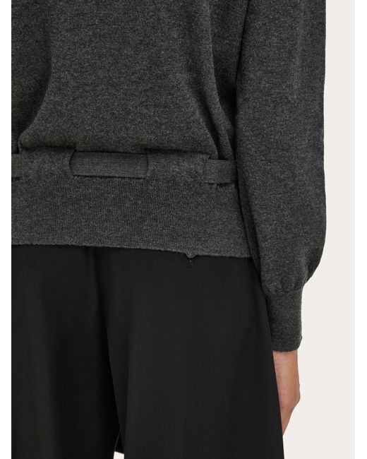 Ferragamo Blue Cardigan With Ribbon Detail