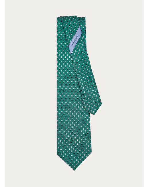 Ferragamo Green Mushroom Print Silk Tie for men