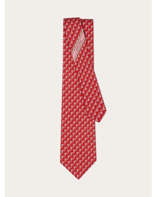 Ferragamo Red Owl Print Silk Tie for men