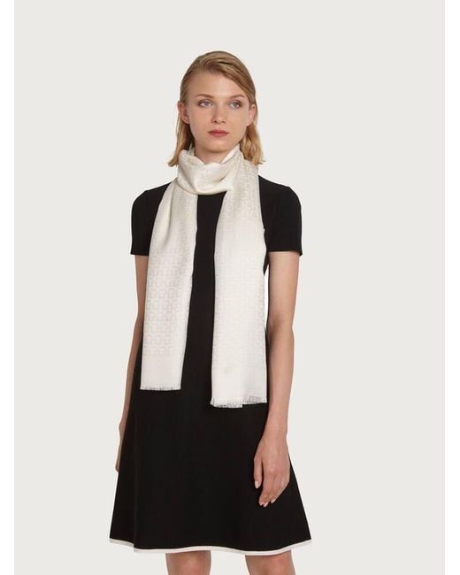 Ferragamo White Gancini Stole