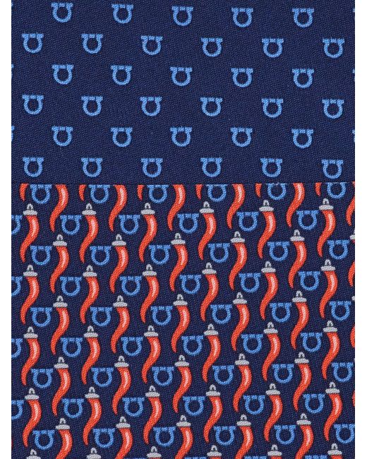 Ferragamo Purple Good Luck Print Silk Tie for men