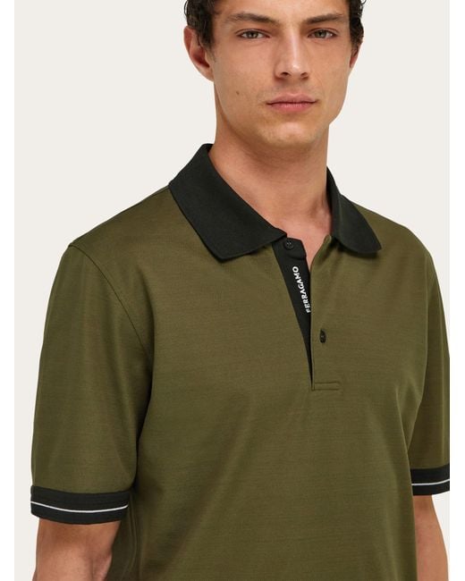 Ferragamo Green Short Sleeve Polo Shirt for men