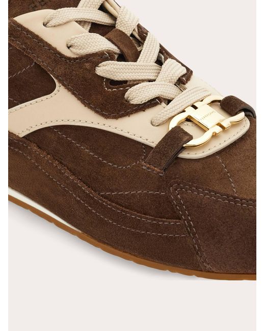 Ferragamo Brown Gancini Ornament Sneaker