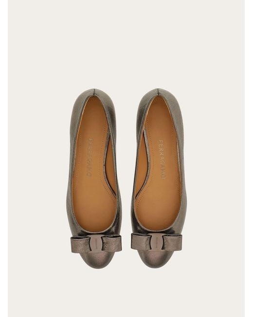 Ferragamo Gray Vara Bow Ballet Flat
