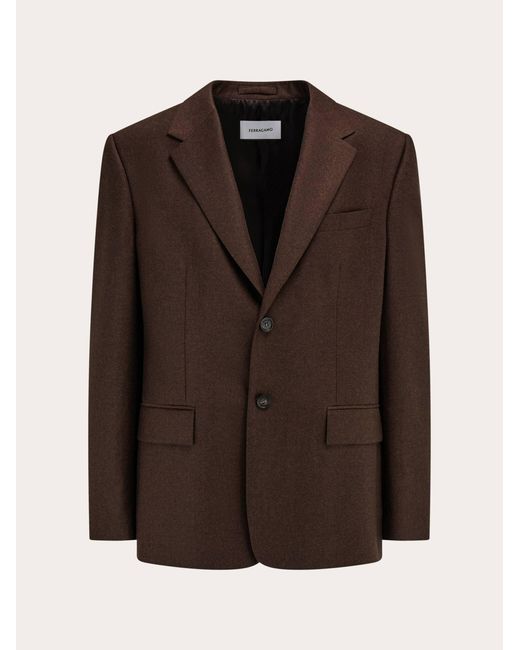 Ferragamo Brown Single Breasted Flannel Blazer for men