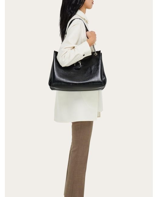 Ferragamo Black Mia Tote Bag (L)