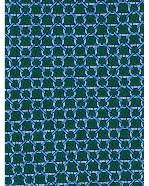 Ferragamo Blue Link Print Silk Tie for men