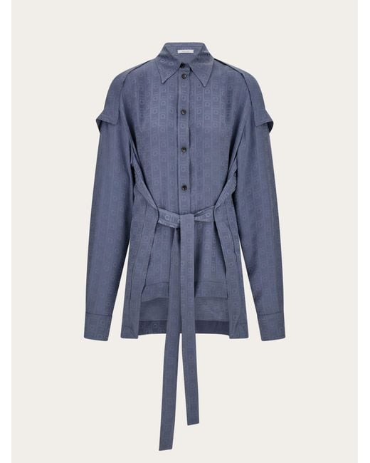 Donna Camicia Monogram di Ferragamo in Blue