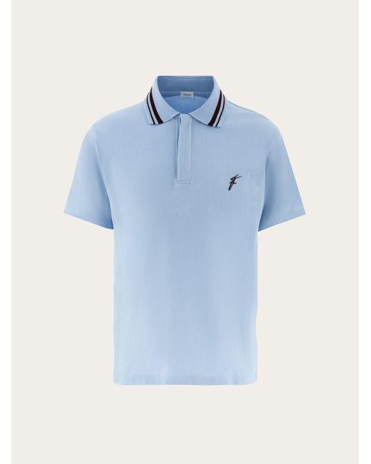 Ferragamo Herren Polohemd Aus Bio-Baumwolle in Blue für Herren