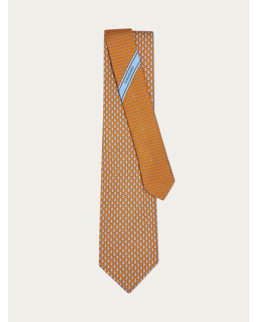 Ferragamo Natural Pegasus Print Silk Tie for men