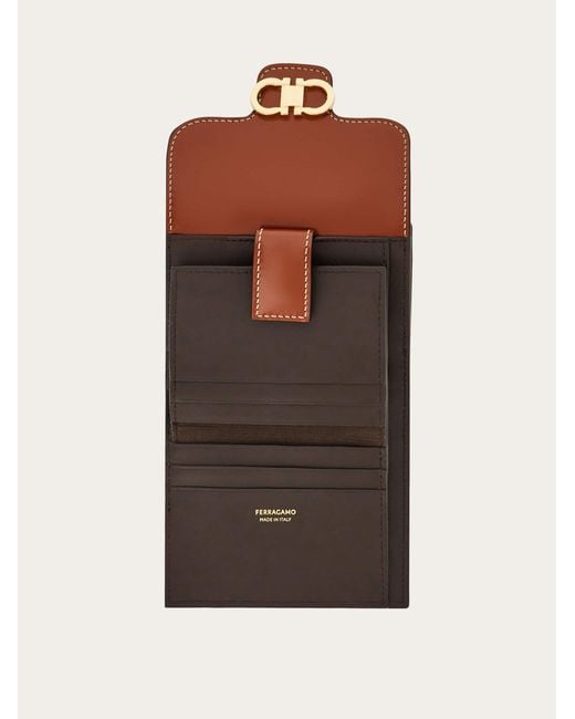 Ferragamo Brown Gancini Compact Wallet