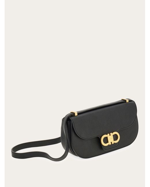 Ferragamo Black Double Gancini East-West Crossbody Bag
