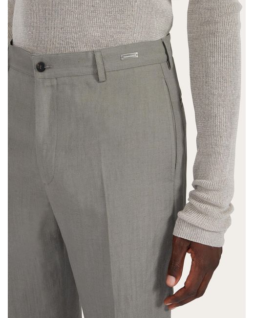Pantaloni sartoriali in viscosa e seta di Ferragamo in Gray da Uomo