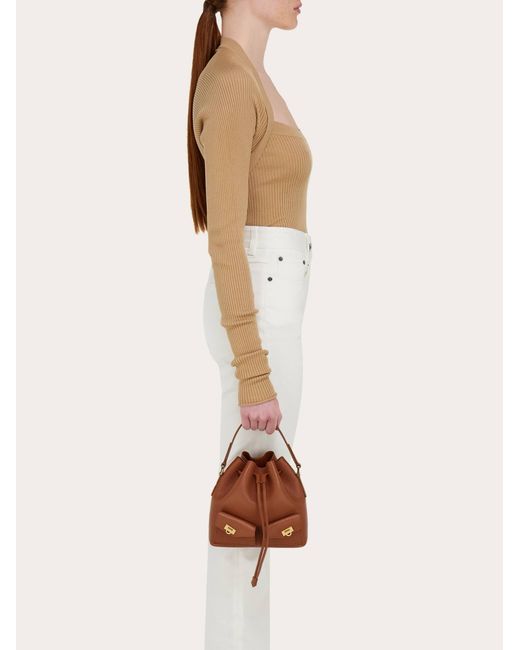 Ferragamo Brown Multipocket Bucket Bag