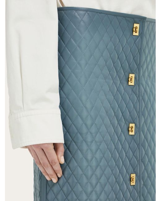 Ferragamo Blue Quilted Nappa Skirt