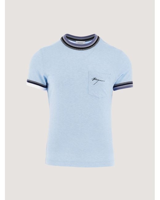 T-shirt con bordi color block di Ferragamo in Blue da Uomo