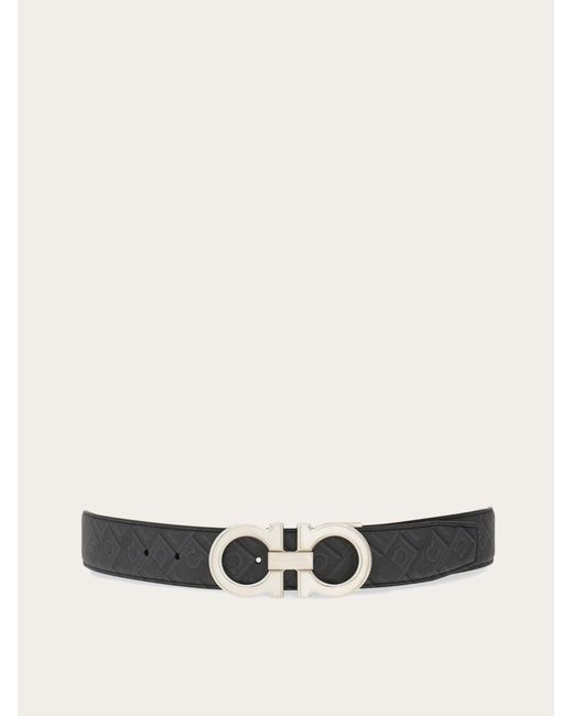 Ferragamo White Reversible And Adjustable Gancini Belt for men