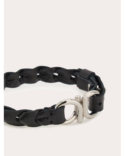 Ferragamo White Braided Gancini Bracelet for men