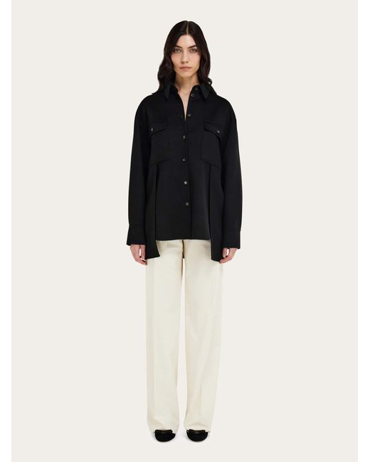 Ferragamo Blue Mixed Cashmere Overshirt