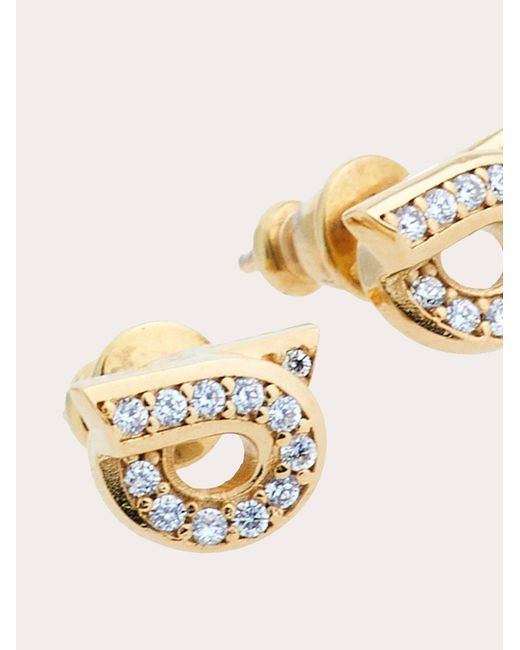 Ferragamo Natural Gancini Earrings With Rhinestones (S)