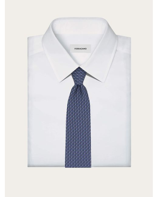 Ferragamo Blue Tennis Print Silk Tie for men