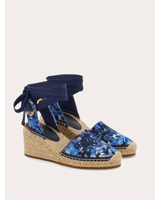 Ferragamo Blue Carnation Print Espadrilles .5