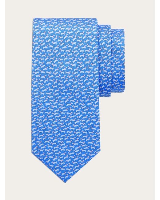 Ferragamo Blue Tobia Print Silk Tie for men