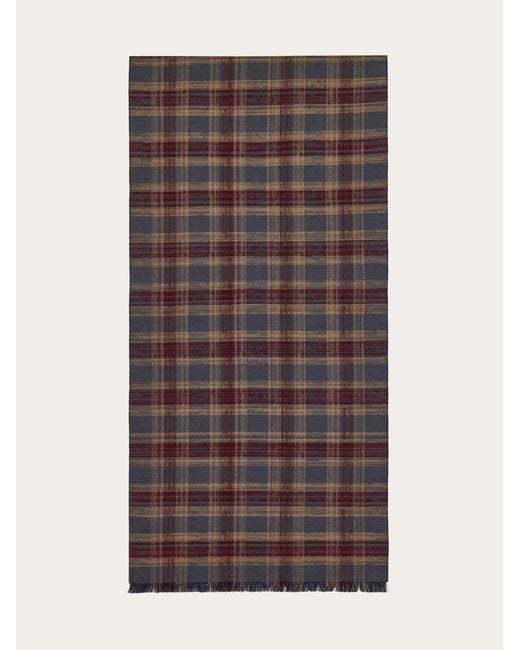 Ferragamo Brown Tartan Wool Scarf for men