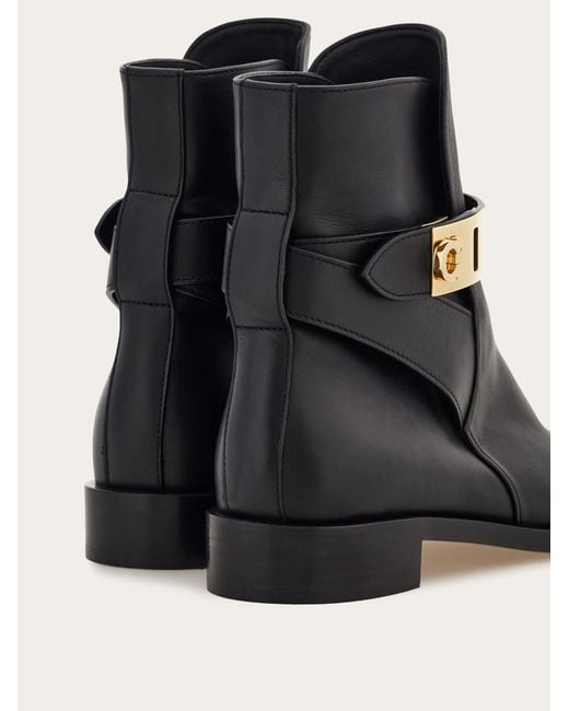 Ferragamo Black Hug Buckle Ankle Boot