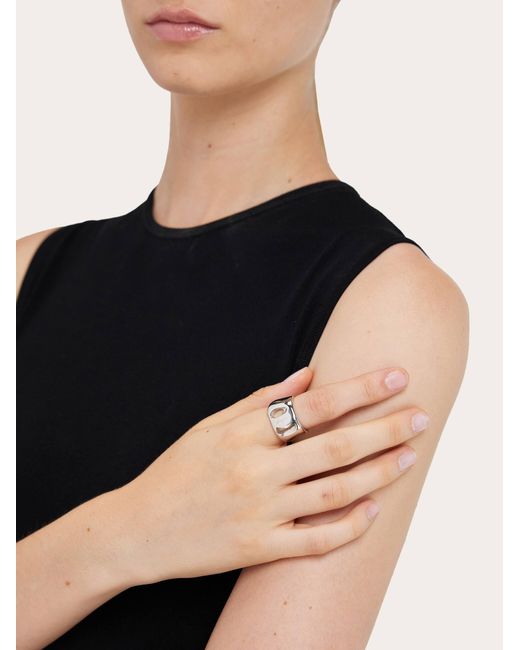 Ferragamo White Vara Ring (50Mm)
