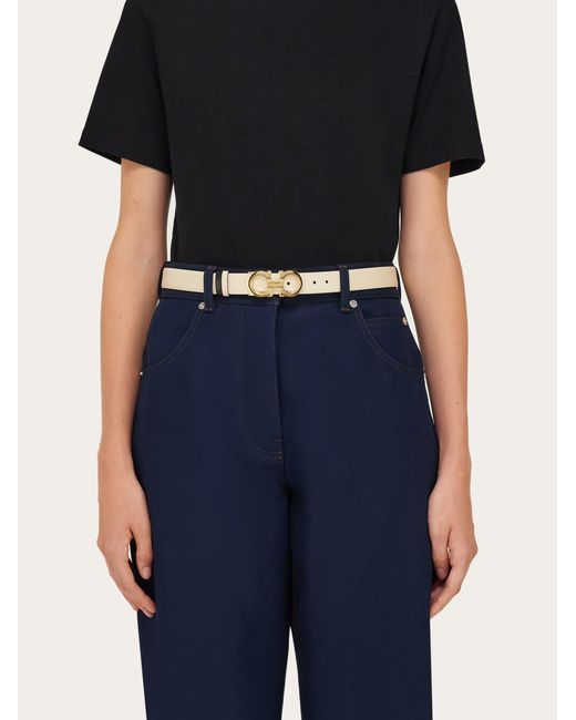 Ferragamo Natural Reversible And Adjustable Gancini Belt