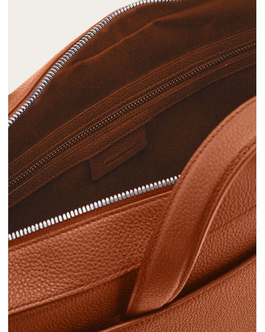 Ferragamo Brown Briefcase With Hug Buckle (M) for men