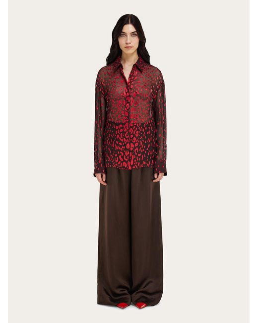 Ferragamo Red Devoré Georgette Shirt