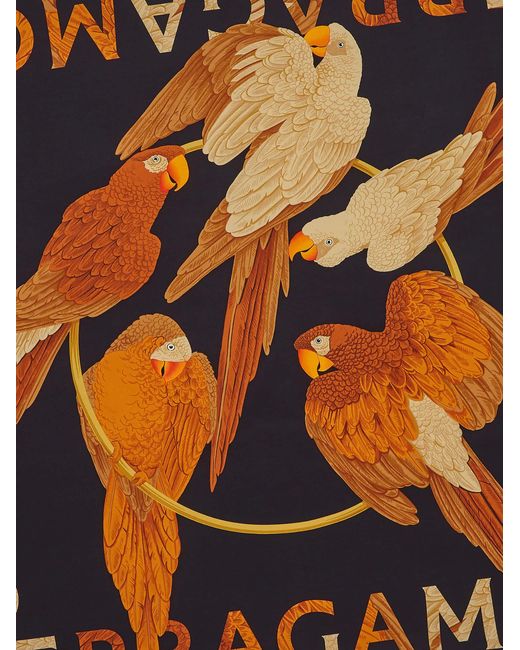 Ferragamo Multicolor Parrot Print Silk Foulard