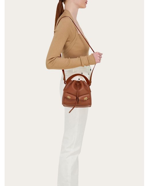 Ferragamo Brown Multipocket Bucket Bag