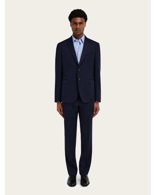 Ferragamo Blue Wool And Cashmere Faille Suit for men
