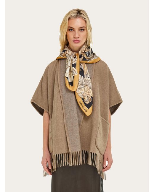 Ferragamo Metallic Parrots Print Silk Foulard
