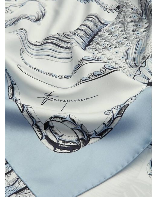 Ferragamo Multicolor Fish Print Silk Foulard