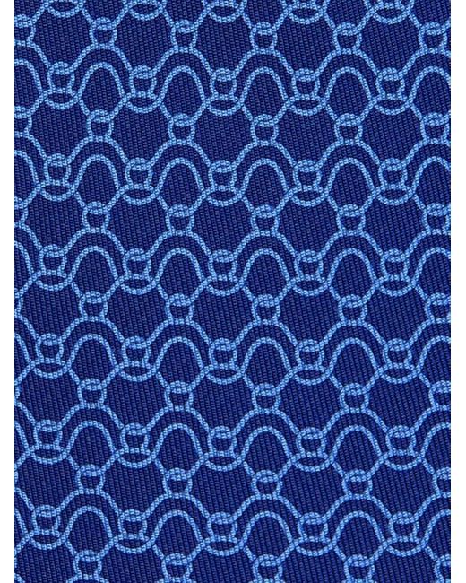 Ferragamo Blue Wave Print Silk Tie for men