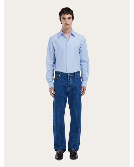 Ferragamo Blue Oxford Shirt for men