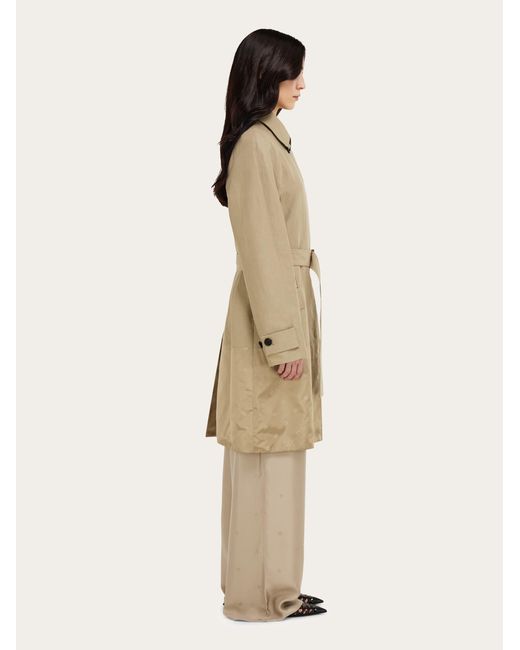 Ferragamo Natural Duster Coat With Satin Inserts