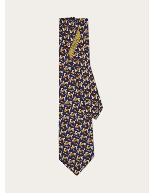 Ferragamo Multicolor Hounds Print Silk Tie for men