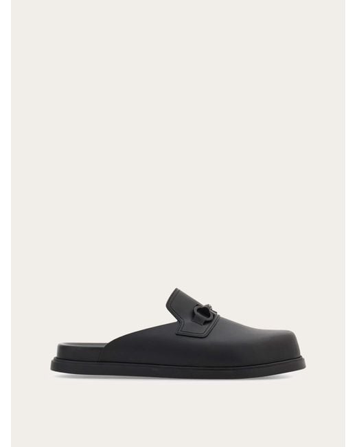 Ferragamo White Gancini Ornament Mule for men