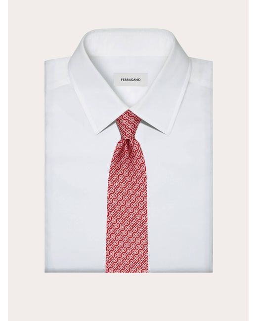 Ferragamo Pink Woven Print Silk Tie for men