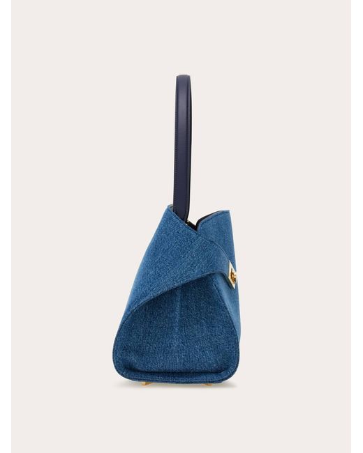 Ferragamo Blue Hug Soft Shoulder Bag (M)