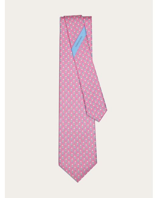 Ferragamo Herren Seidenkrawatte Mit Hai-Print in Pink für Herren