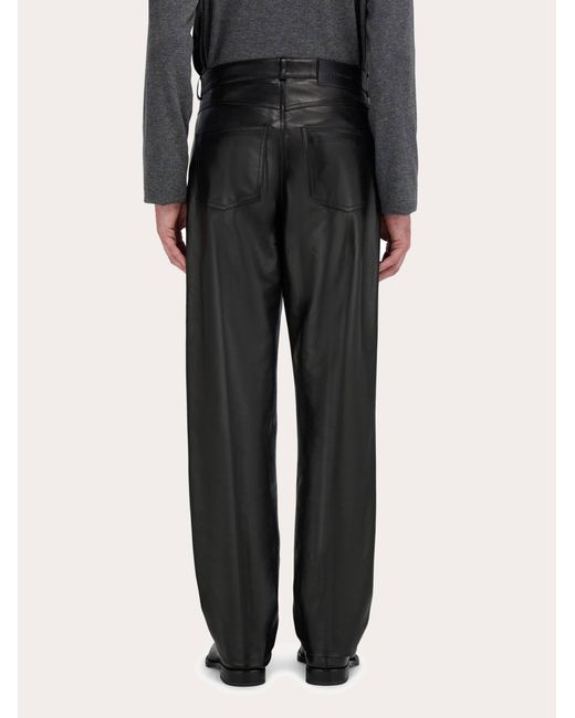 Ferragamo Black Five Pocket Nappa Trousers for men
