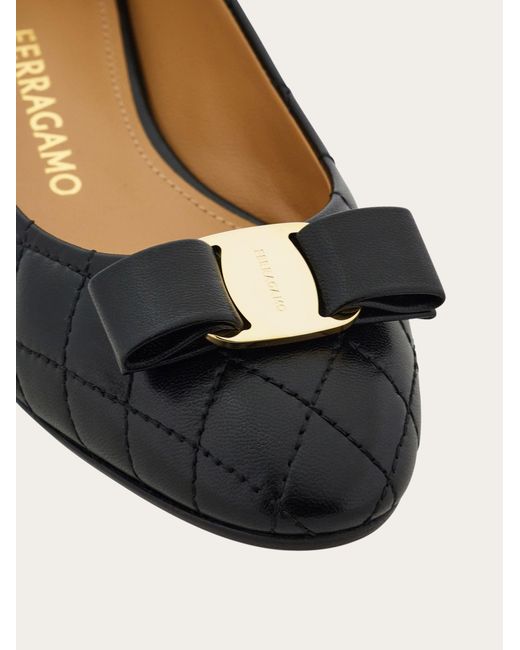 Ferragamo Black Quilted Varina Ballet Flat